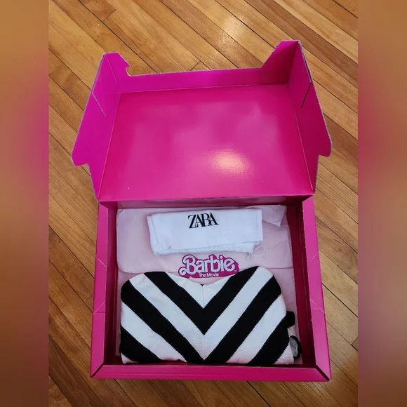 Zara X Barbie The Movie Black and White Chevron Bathing Suit - Picture 2 of 6